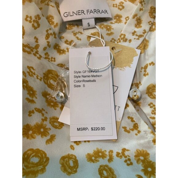 Gilner Farrar White & Gold Rosebud Floral Madison Top $220 Size S, NWT! - Picture 9 of 9
